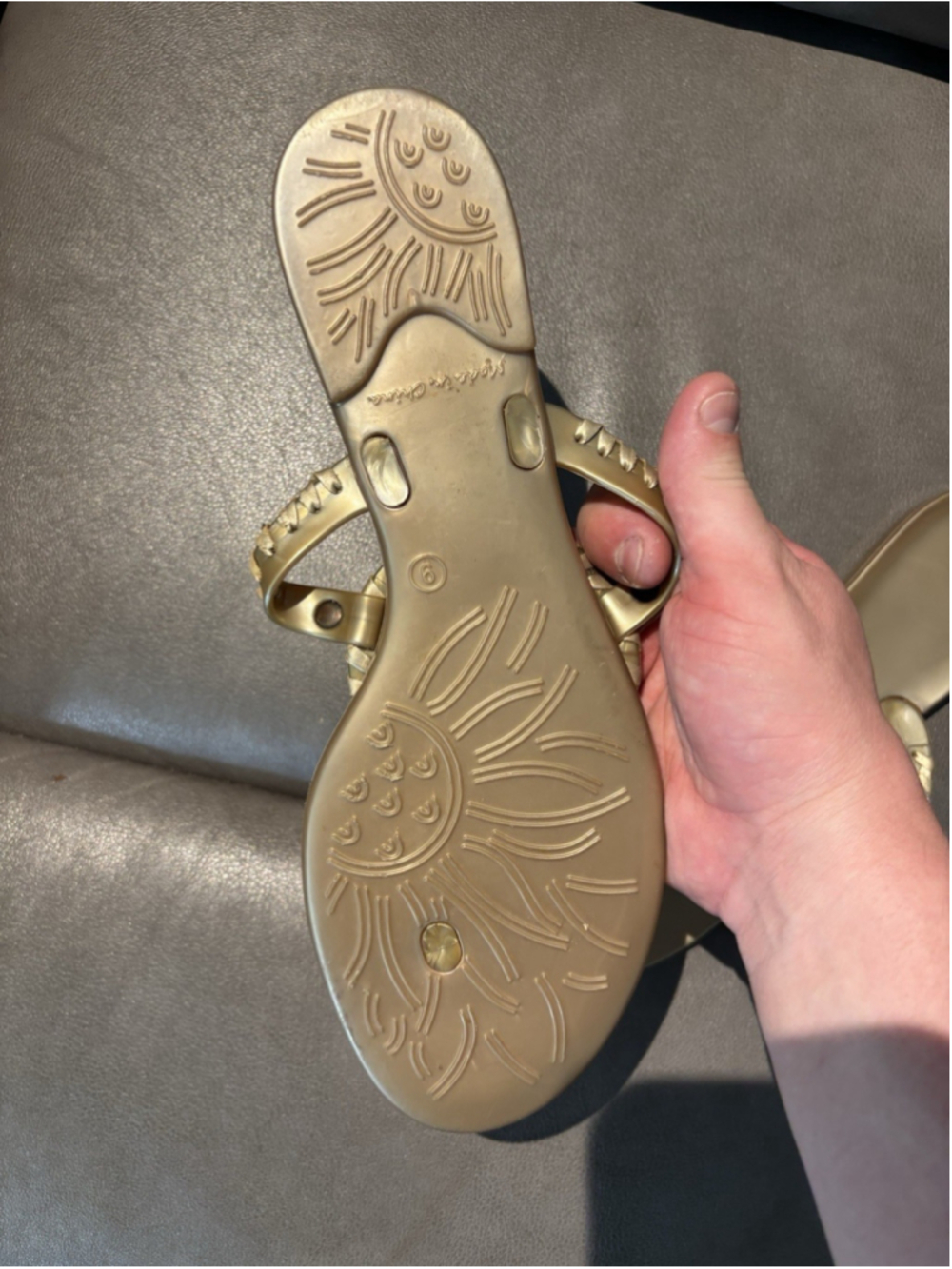 Jack Rogers Georgica Women Size 9 Gold Thong Jelly Flip Flop Sandals - Picture 4 of 10